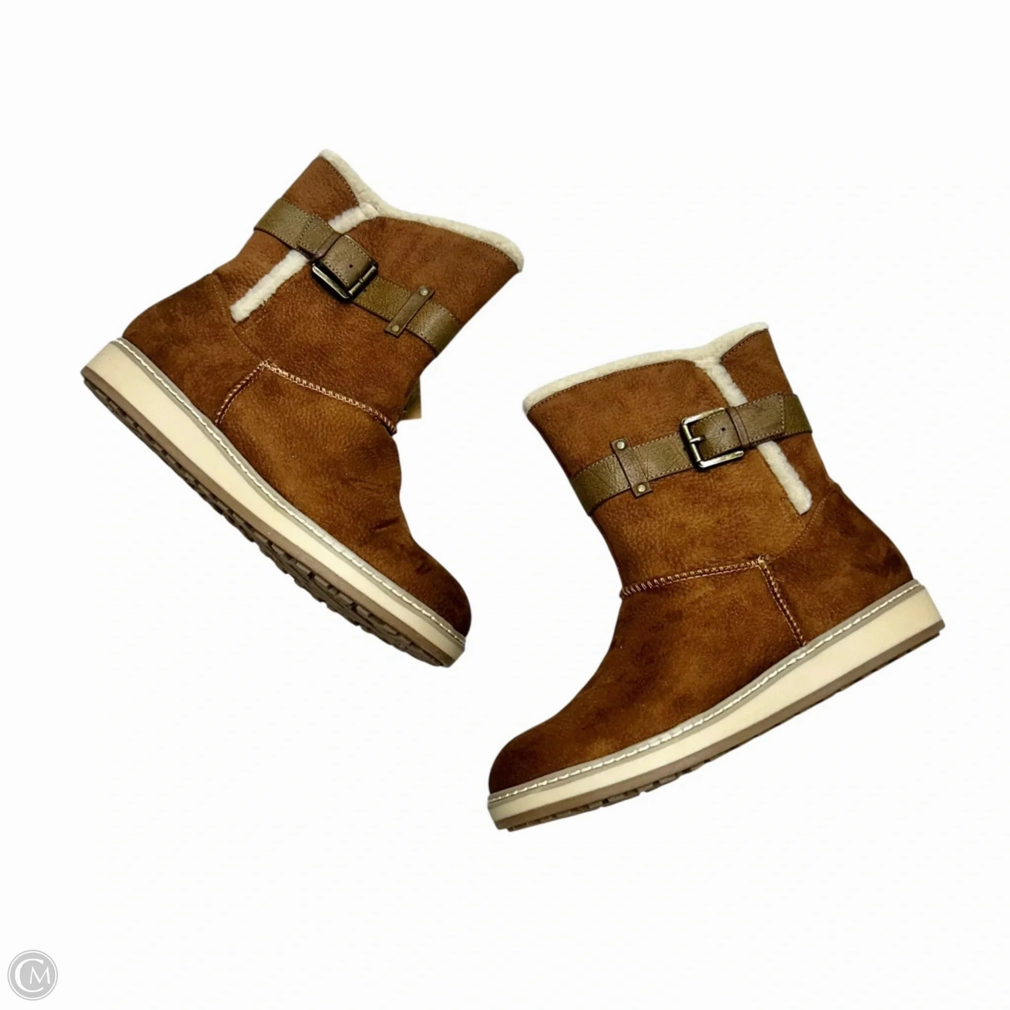 Fashion Focused Boots Ankle Flats By White Mountain In Brown & Cream, Size: 9