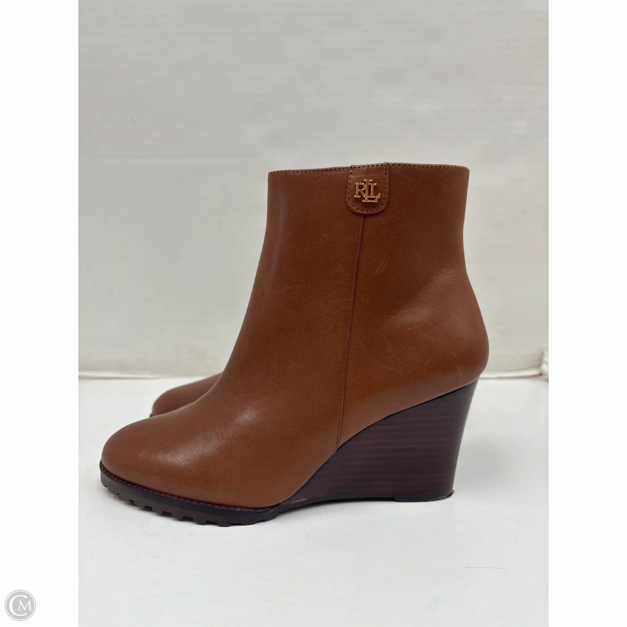 Orthotic Compatible Eco Friendly Manufacturing Boots Ankle Heels By Ralph Lauren In Brown, Size: 6.5