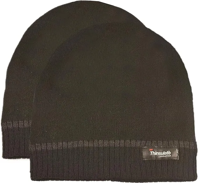 Pack of 2 Mens Stripe Fleece Beanie Hat with 3M Thinsulate Insulation Quick Drying Lightweight Winter Thermal Protection for Skiing Hiking Outdoor by Sock Stack