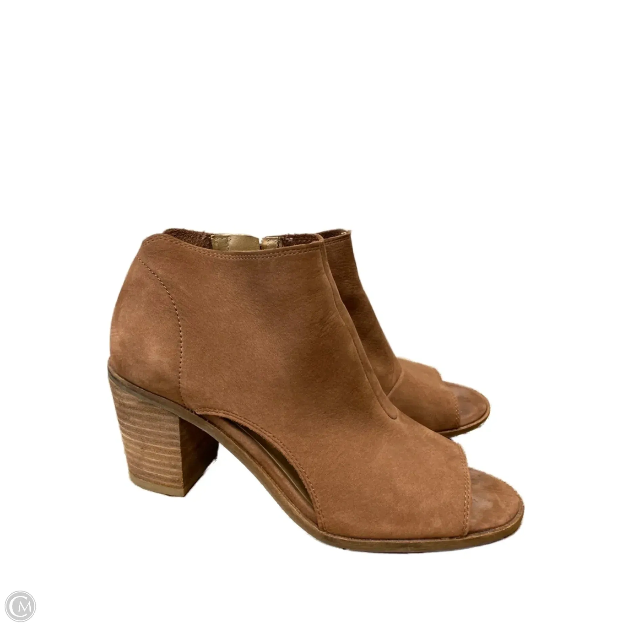 Elastic Goring Glam Heeled Sandals Shoes Heels Block By Lucky Brand In Tan, Size: 8