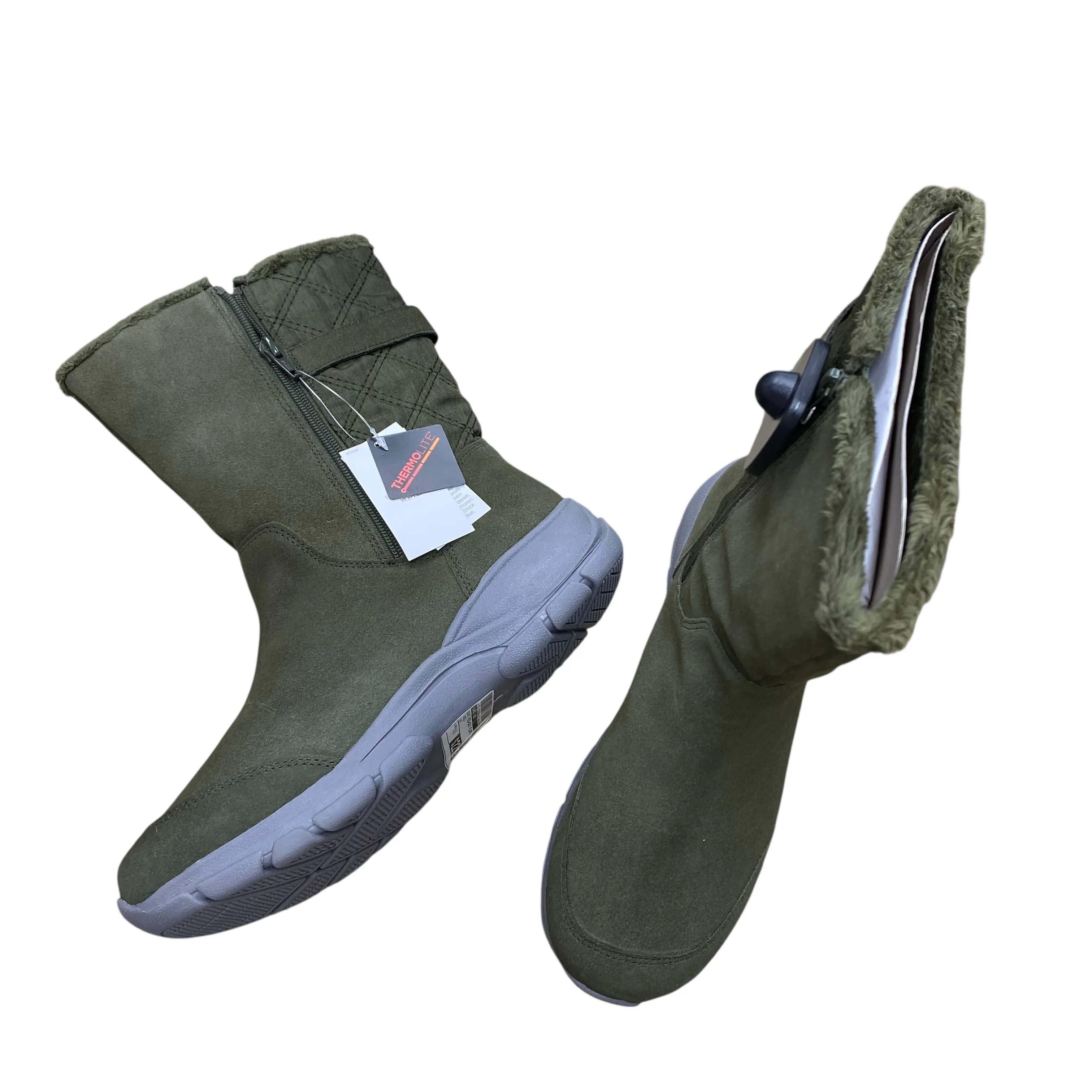 Boots Mid-Calf Flats By Lands End In Green, Size:9.5 Layered Chic
