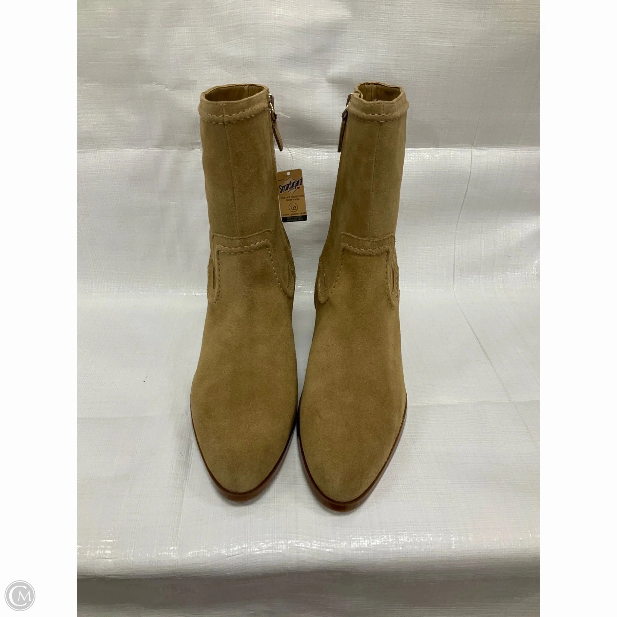 Pull Tab Boots Ankle Heels By Vince Camuto In Beige, Size: 12