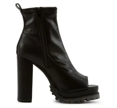 Peep Toe Chunky Heel Booties, Fashionable Open Toe