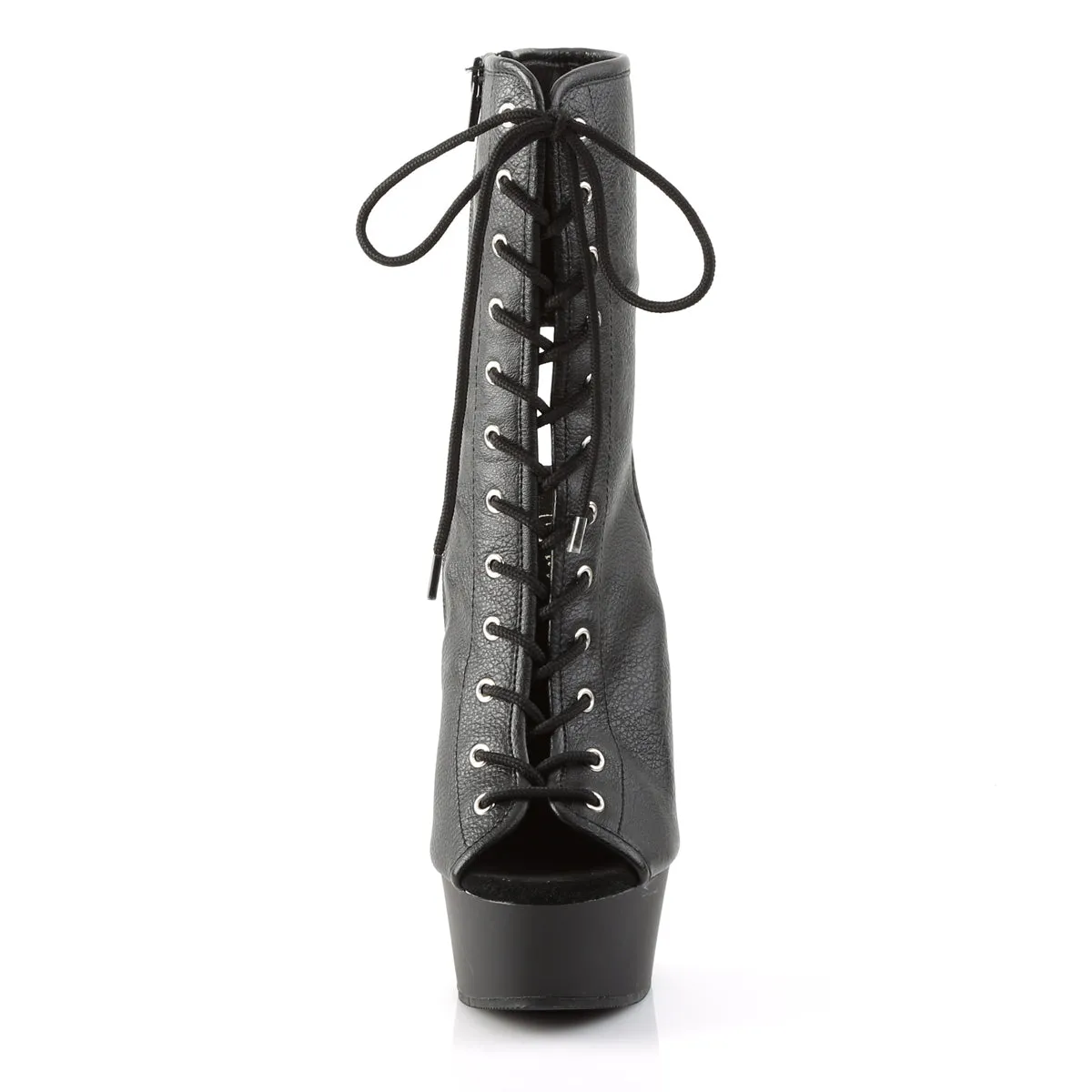 Peep Toe Open Heel Lace-Up Ankle Boot DELIGHT-1016