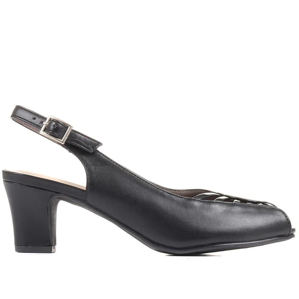 Peep-Toe Slingback High Heels - HUANG35005 / 322 263