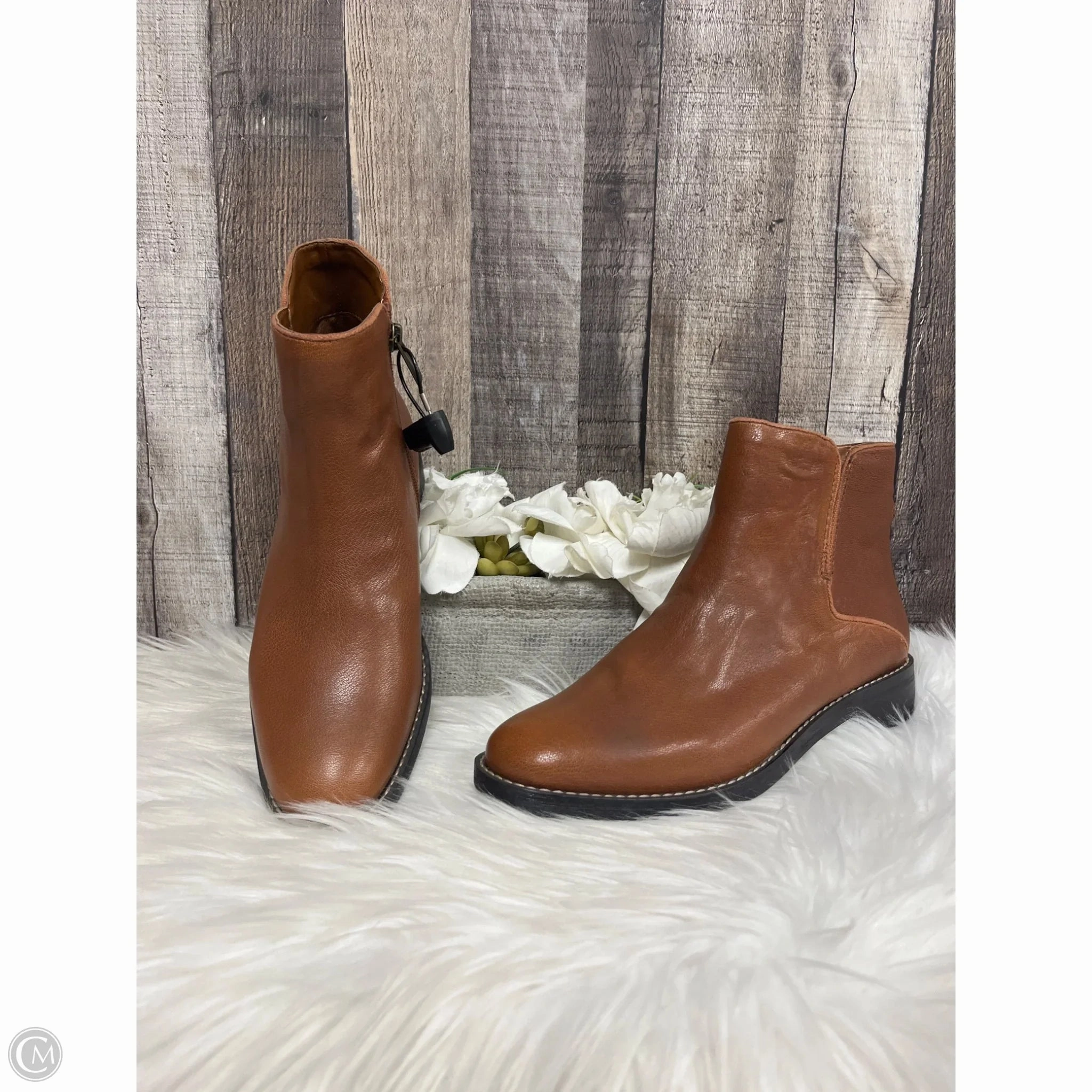 Nylon Material Boots Ankle Flats By Franco Sarto In Brown, Size: 8