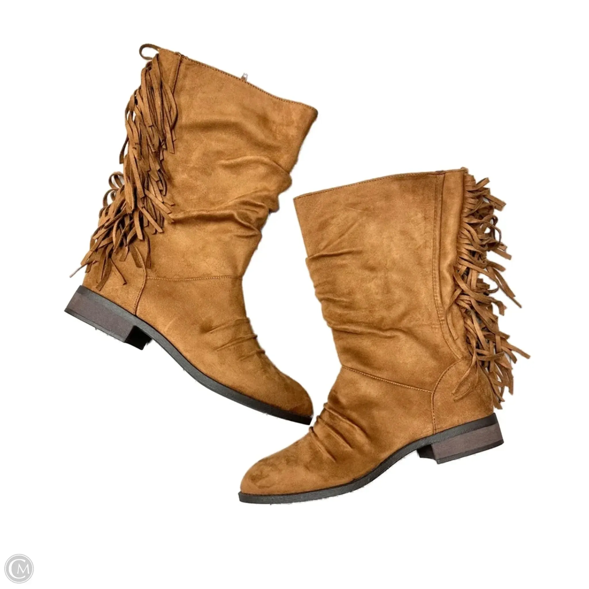 Boots Mid-calf Flats By Leila Stone In Brown, Size: 11 Functional Style