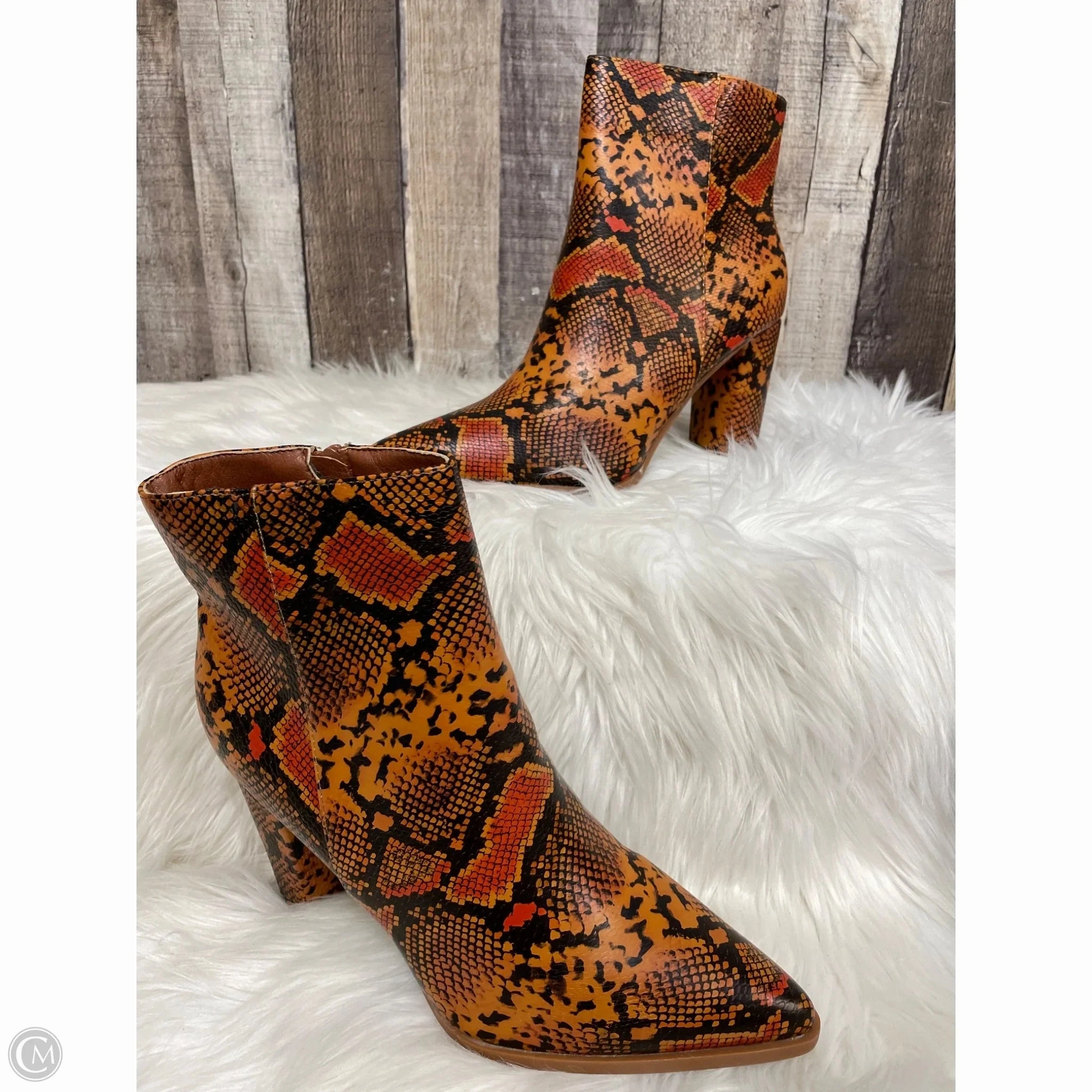 Boots Ankle Heels By Cme In Snakeskin Print, Size: 11 Secure Step Slip Resistant Daily Walks