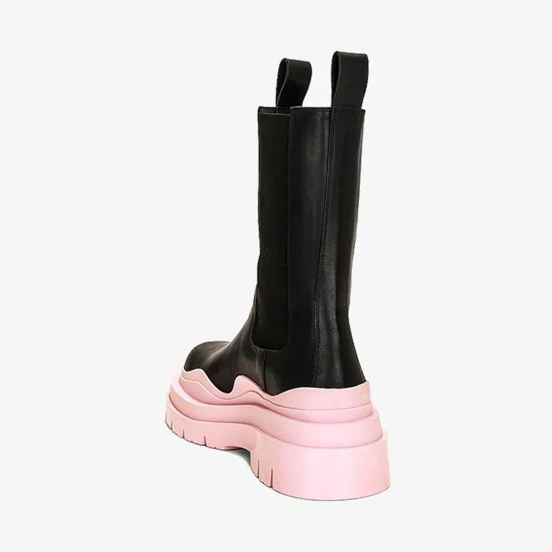 Pink/Black Chelsea Boots