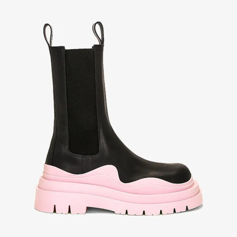 Pink/Black Chelsea Boots