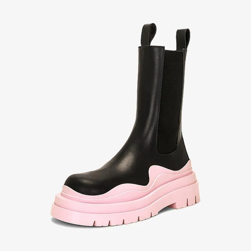Pink/Black Chelsea Boots
