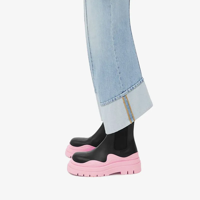 Pink/Black Chelsea Boots