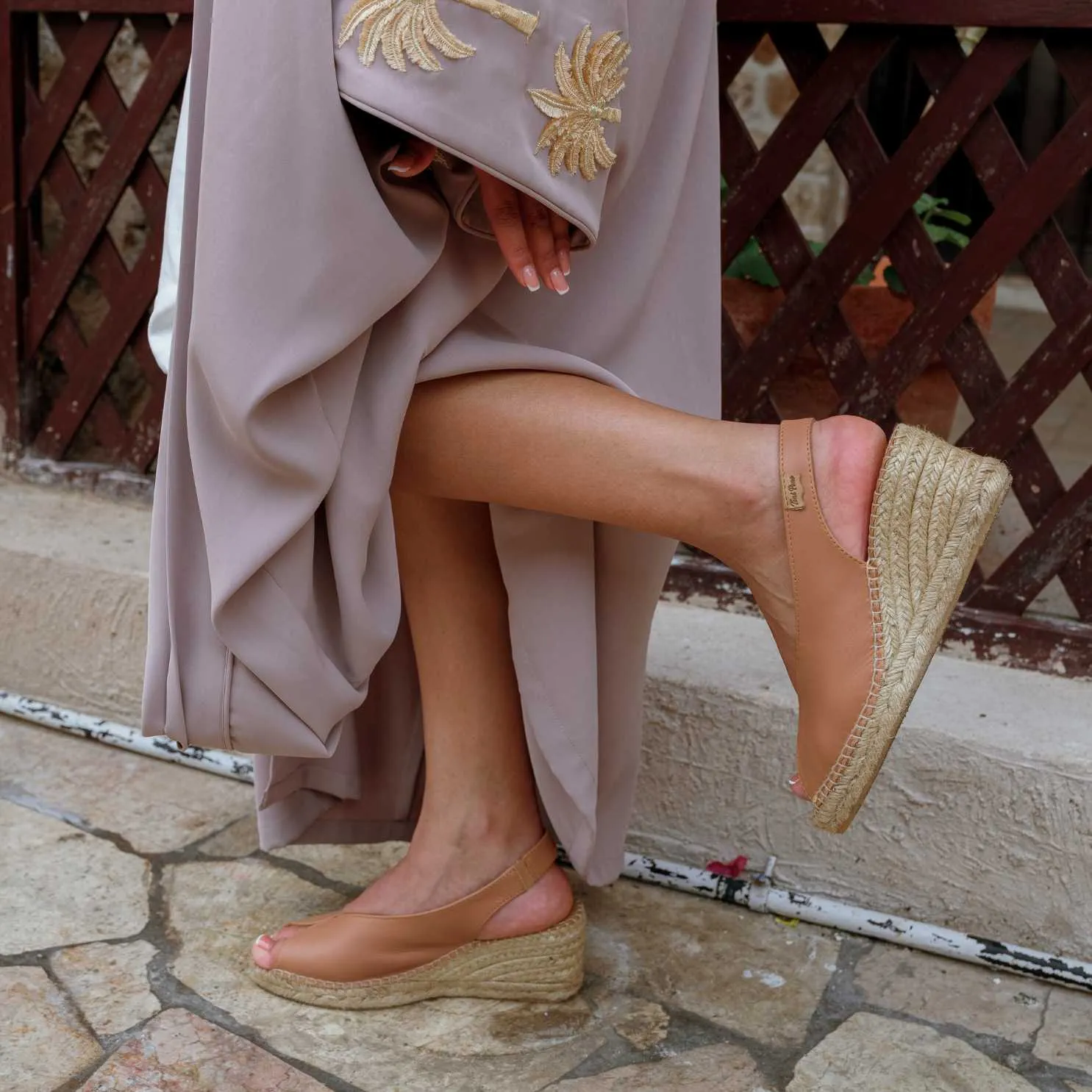 Plain Leather Wedges For Women - Laila-P