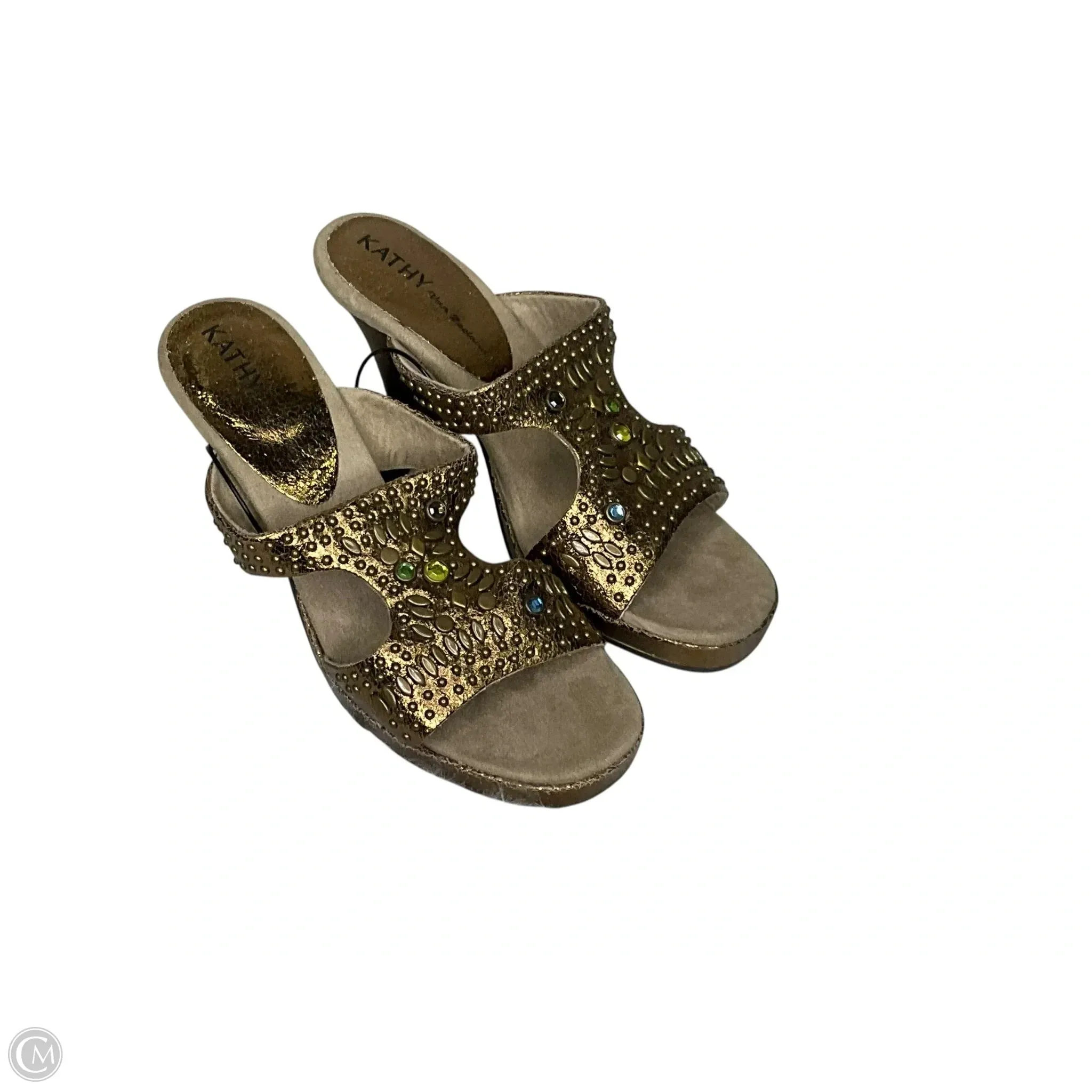 Shoes Heels Stiletto By Kathy Van Zeeland In Gold & Tan, Size: 7.5 Comfortable Platform Heels