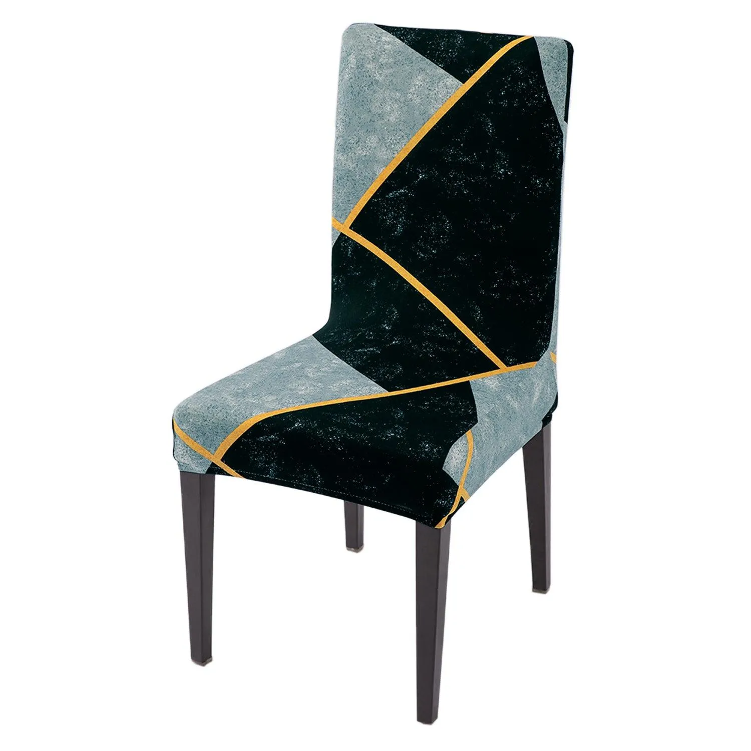 PolySpandex 140gsm Dining Chair Cover Set of 1/2/4/6, Multicolor Abstract Geometry