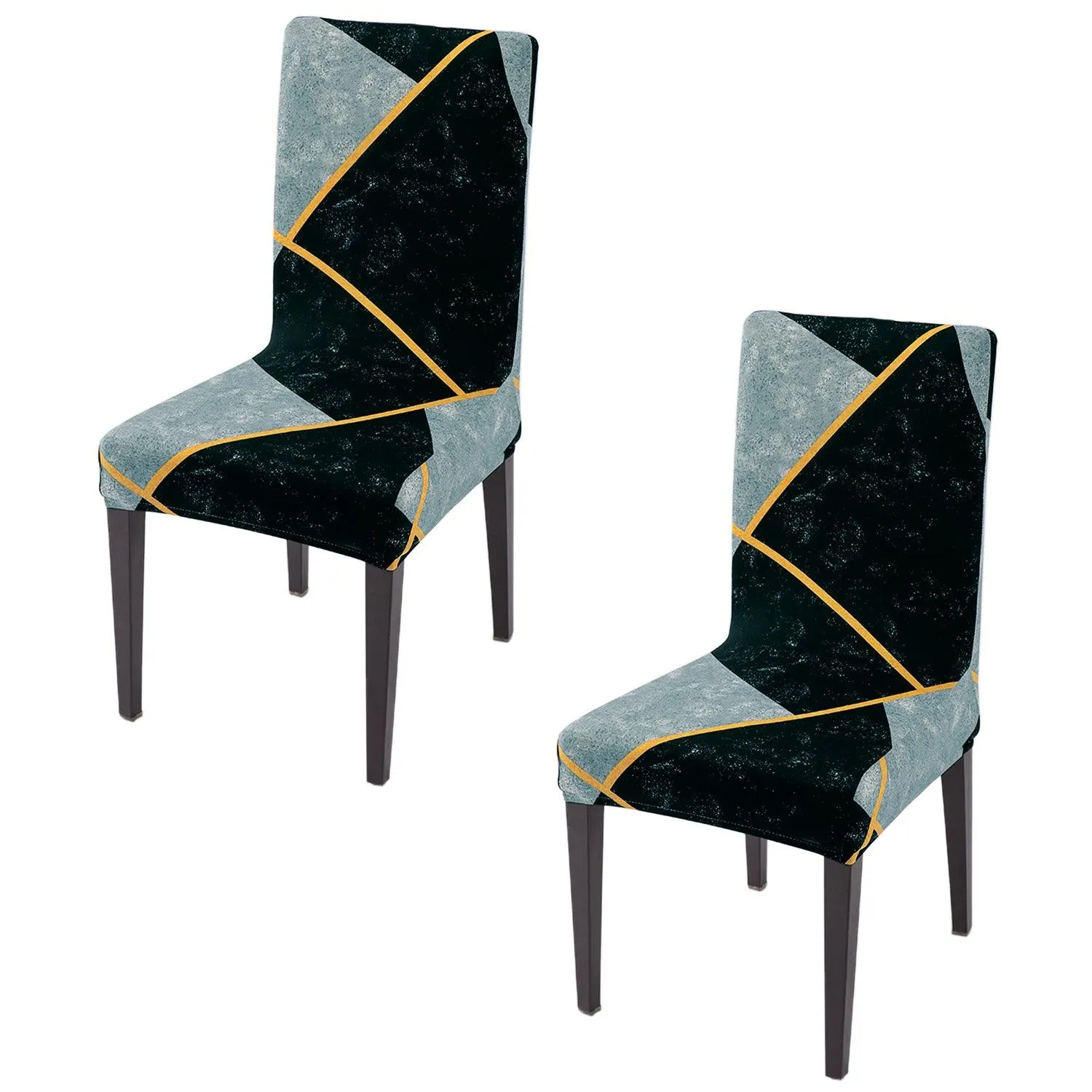 PolySpandex 140gsm Dining Chair Cover Set of 1/2/4/6, Multicolor Abstract Geometry