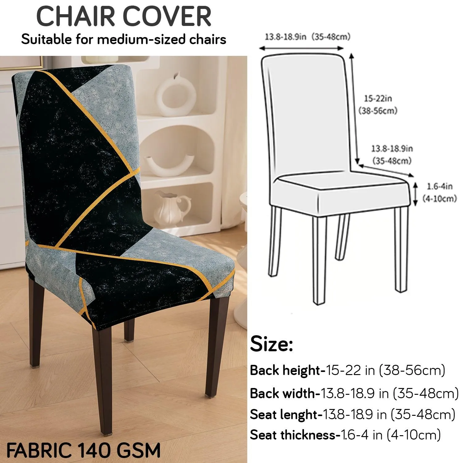 PolySpandex 140gsm Dining Chair Cover Set of 1/2/4/6, Multicolor Abstract Geometry