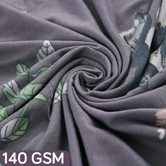 PolySpandex 140gsm Elastic Dining Chair Cover Set of 1/2/4/6, Bentonite Grey Budding Florals
