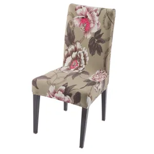 PolySpandex 140gsm Elastic Dining Chair Cover Set of 1/2/4/6, Buff Brown Geum