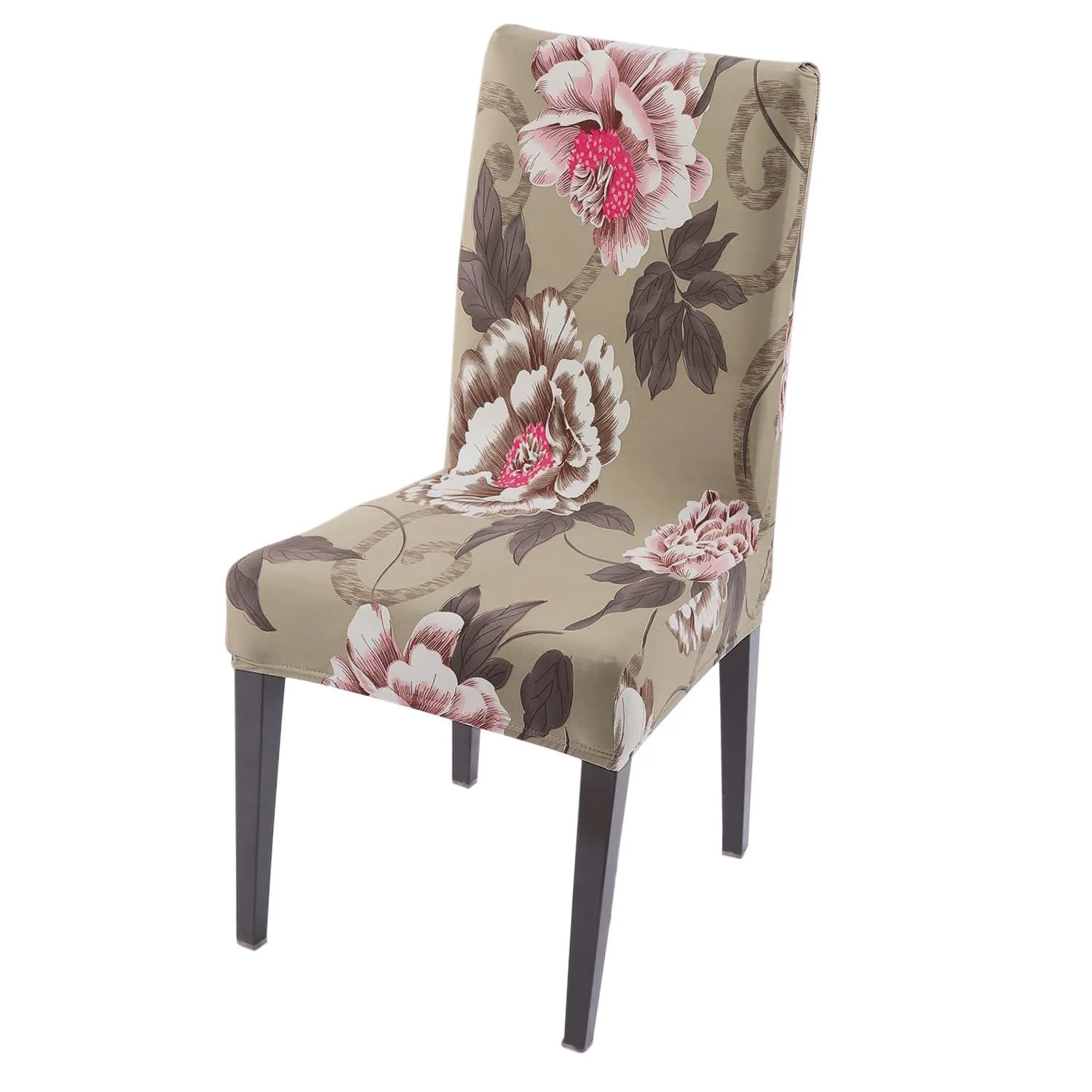 PolySpandex 140gsm Elastic Dining Chair Cover Set of 1/2/4/6, Buff Brown Geum