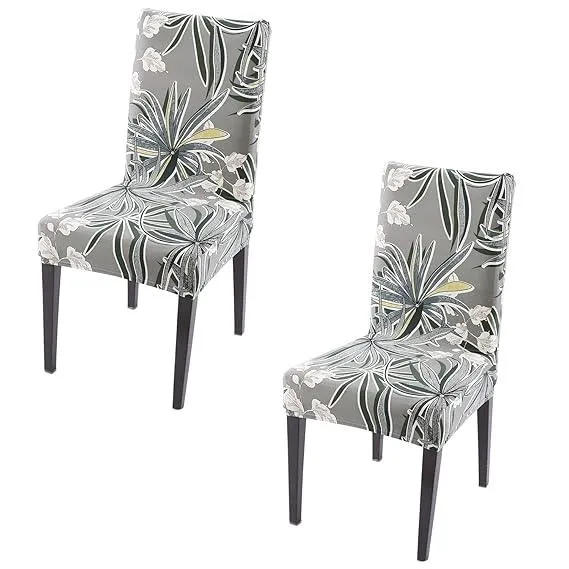 PolySpandex 140gsm Elastic Dining Chair Cover Set of 1/2/4/6, Frost Grey Marginata