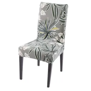 PolySpandex 140gsm Elastic Dining Chair Cover Set of 1/2/4/6, Frost Grey Marginata