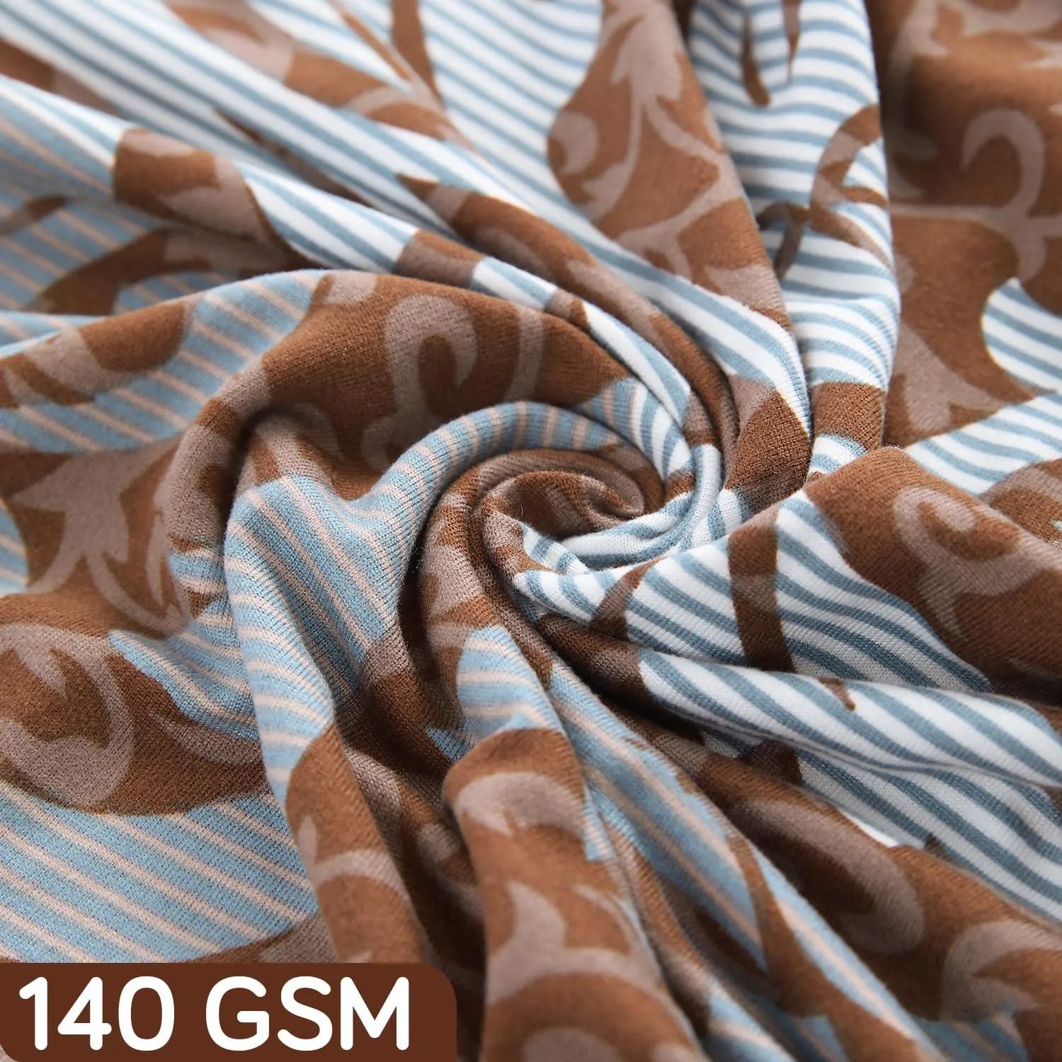 PolySpandex 140gsm Elastic Dining Chair Cover Set of 1/2/4/6, Rich Chocolate Damask Floral