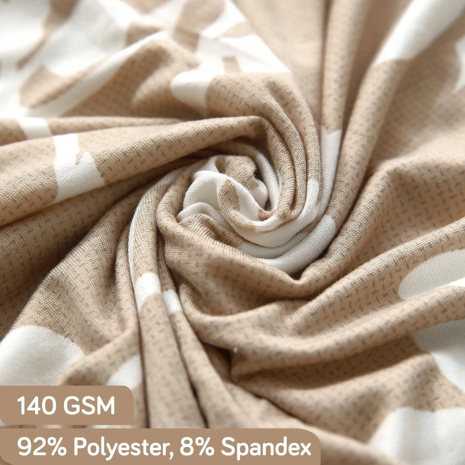 PolySpandex 140gsm High Back Dining Chair Cover Set of 1/2/4/6, Buff Brown Sillehoute Floral