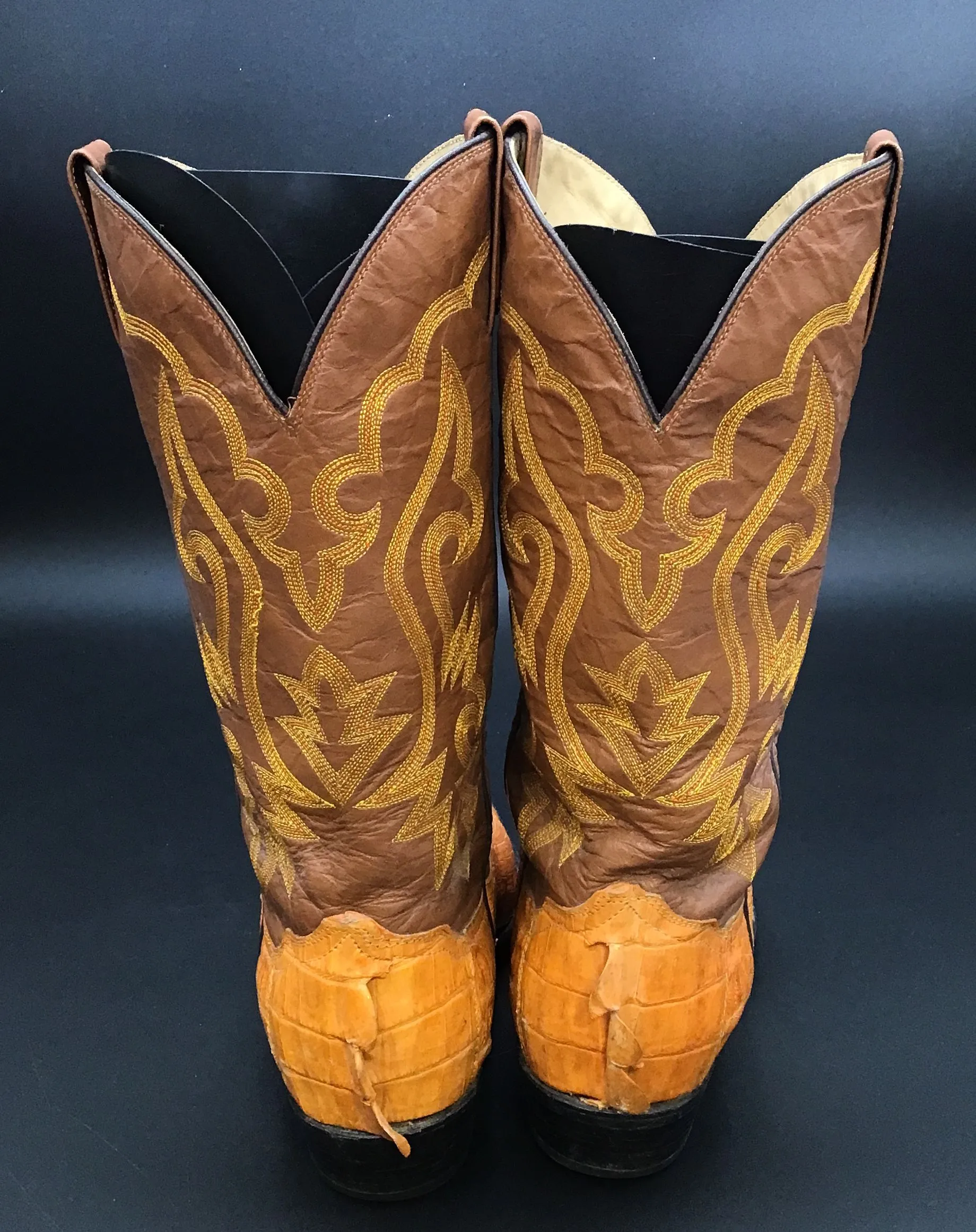 Premier Men's Yellow Brown Cowboy Western Boots - Size MEX 27.5