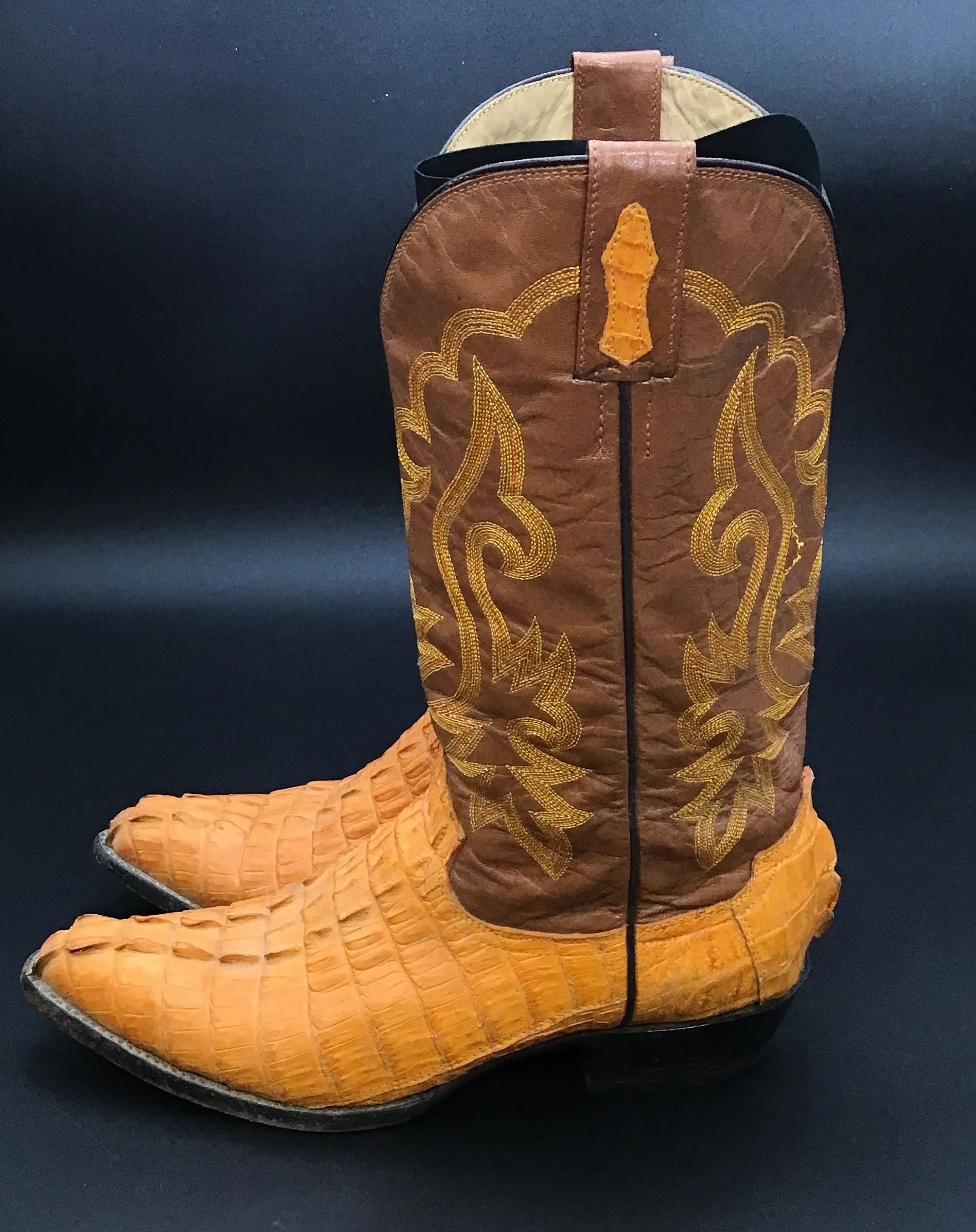 Premier Men's Yellow Brown Cowboy Western Boots - Size MEX 27.5