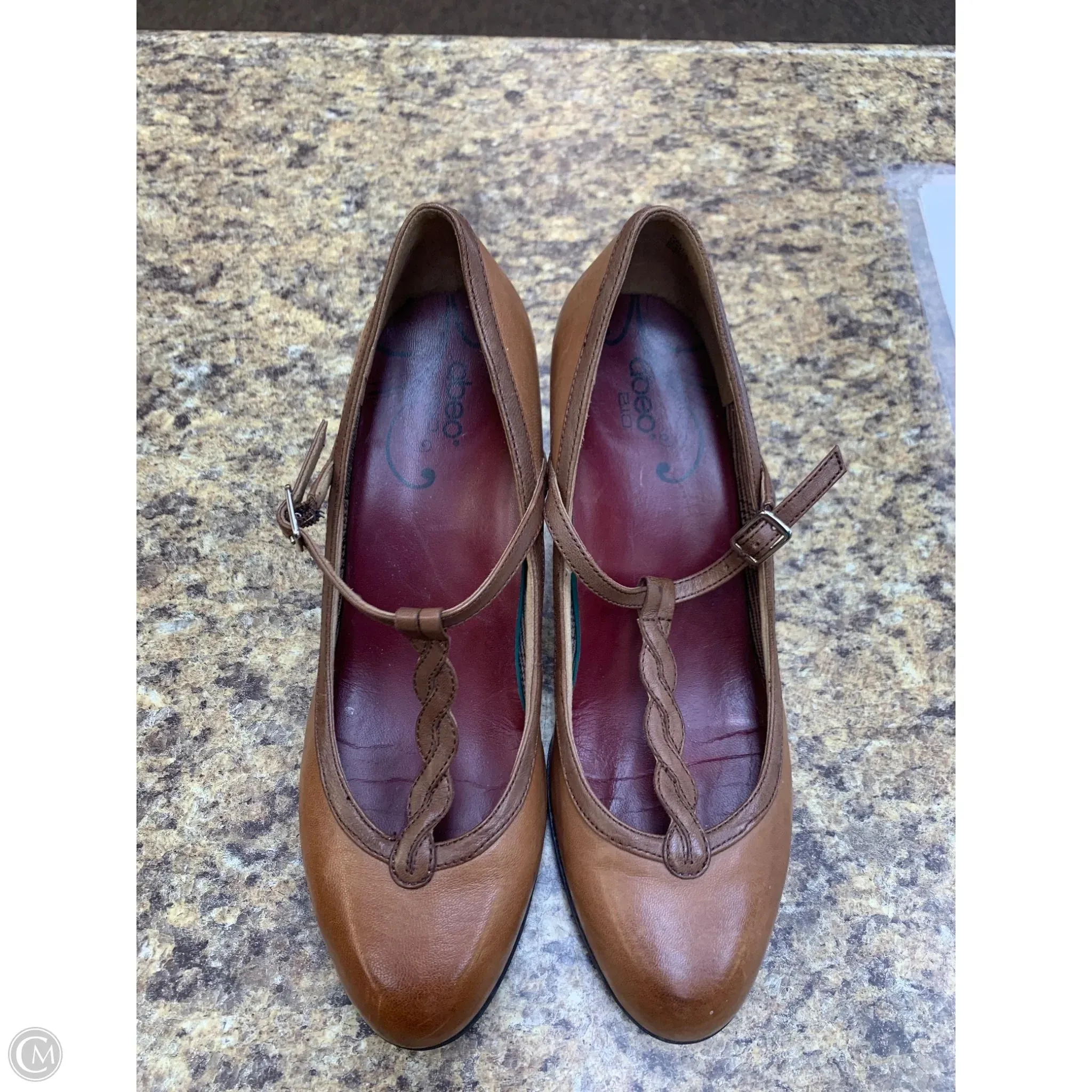 Bold Open Toe Heels Comfortable ankle support Shoes Heels Block By Abeo In Brown, Size: 8
