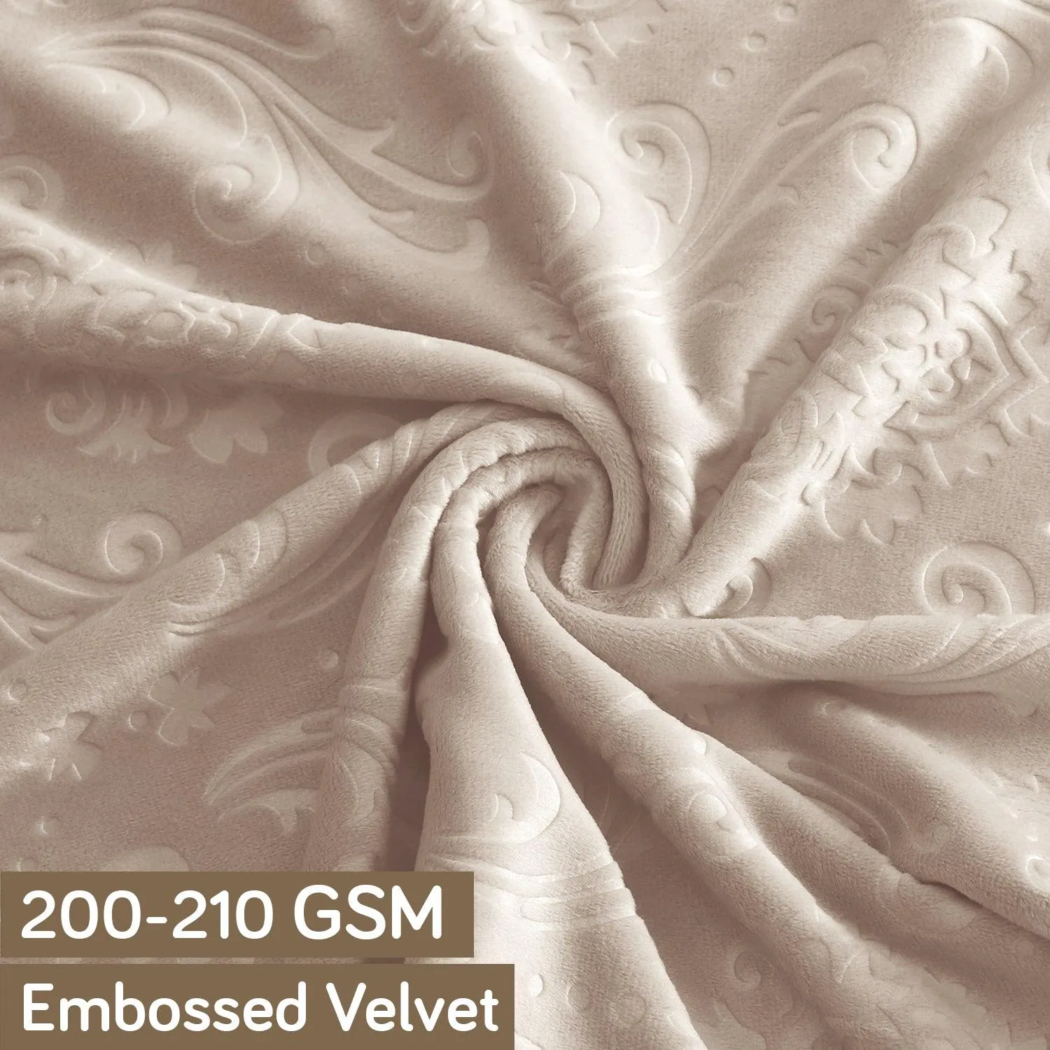 Premium Embossed Velvet Long Back Chair Cover Set of 1/2/4/6, Light Camel