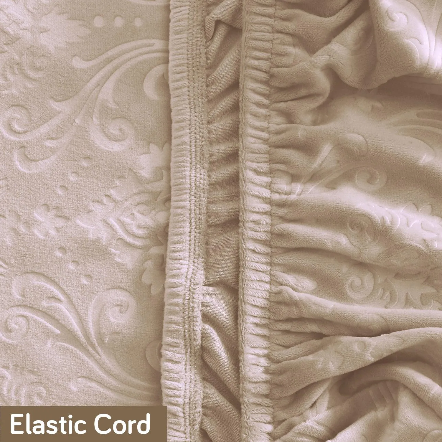 Premium Embossed Velvet Long Back Chair Cover Set of 1/2/4/6, Light Camel