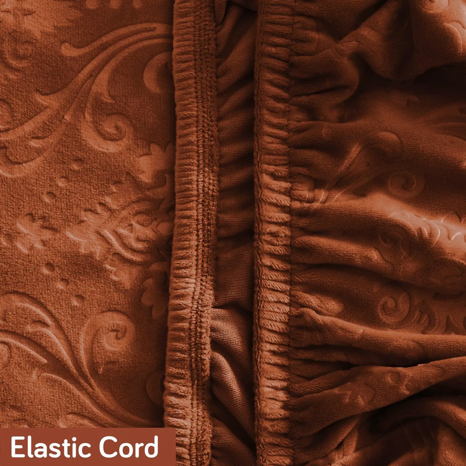 Premium Embossed Velvet Long Back Chair Cover Set of 1/2/4/6, Rustic Brown