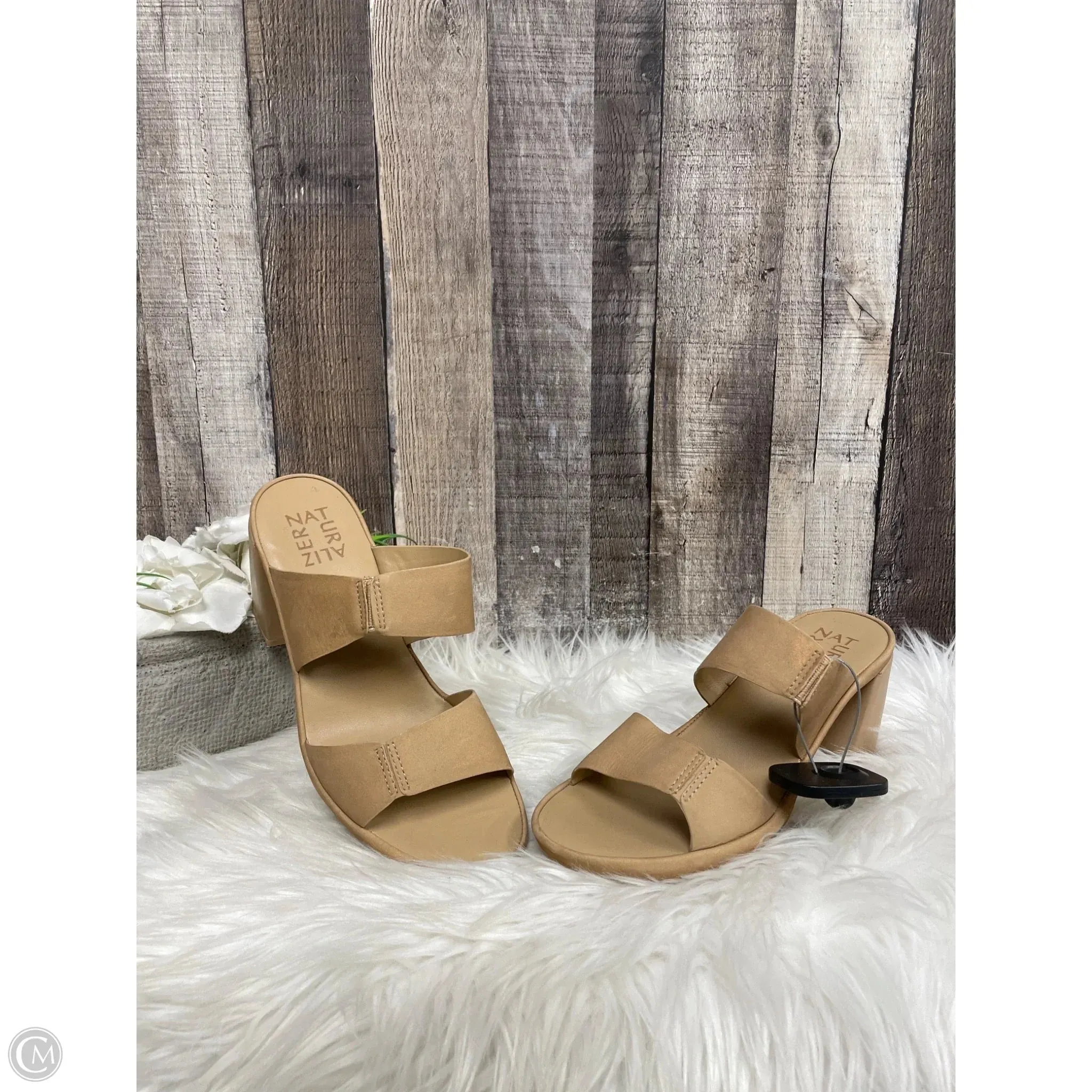 Shock Resistant Heeled Sandals Shoes Heels Block By Naturalizer In Tan, Size: 7