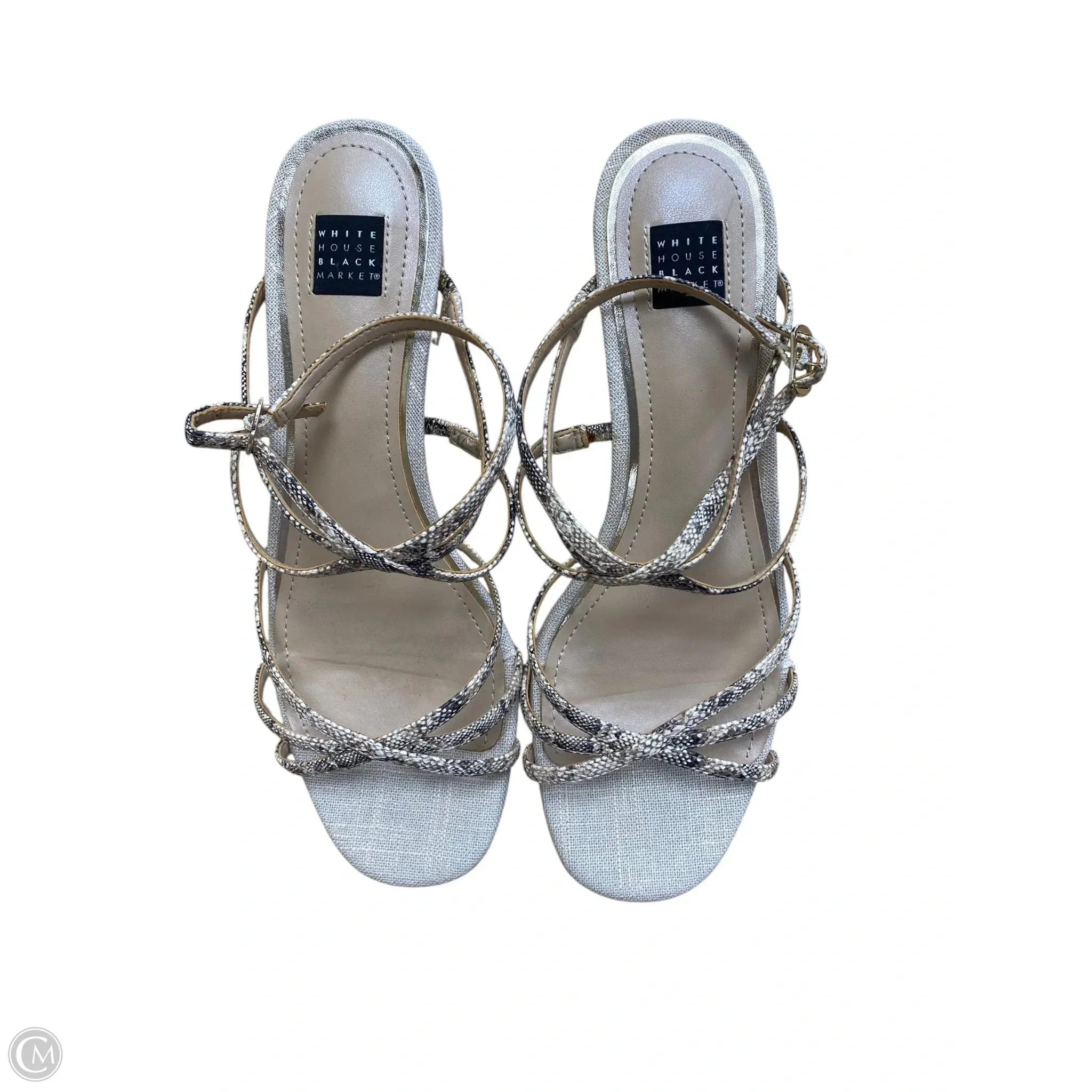 Natural Material Flexible Construction Shoes Heels Block By White House Black Market In Snakeskin Print, Size: 8