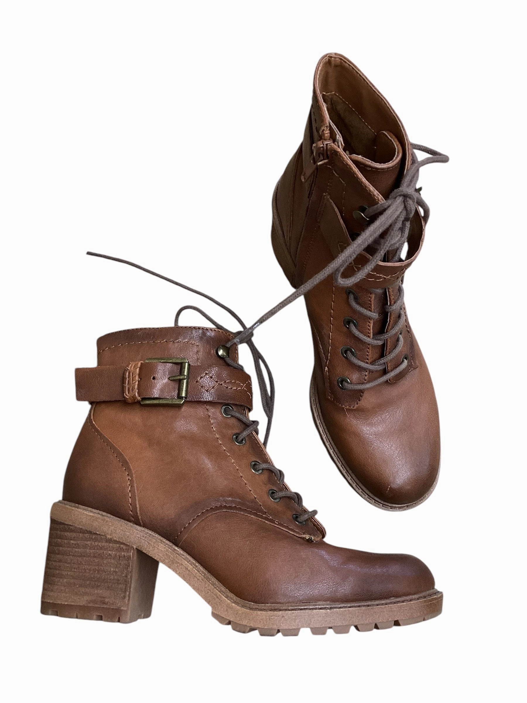 Stable Support Weather Resistant User Boots Ankle Heels By Clothes Mentor In Brown, Size: 8