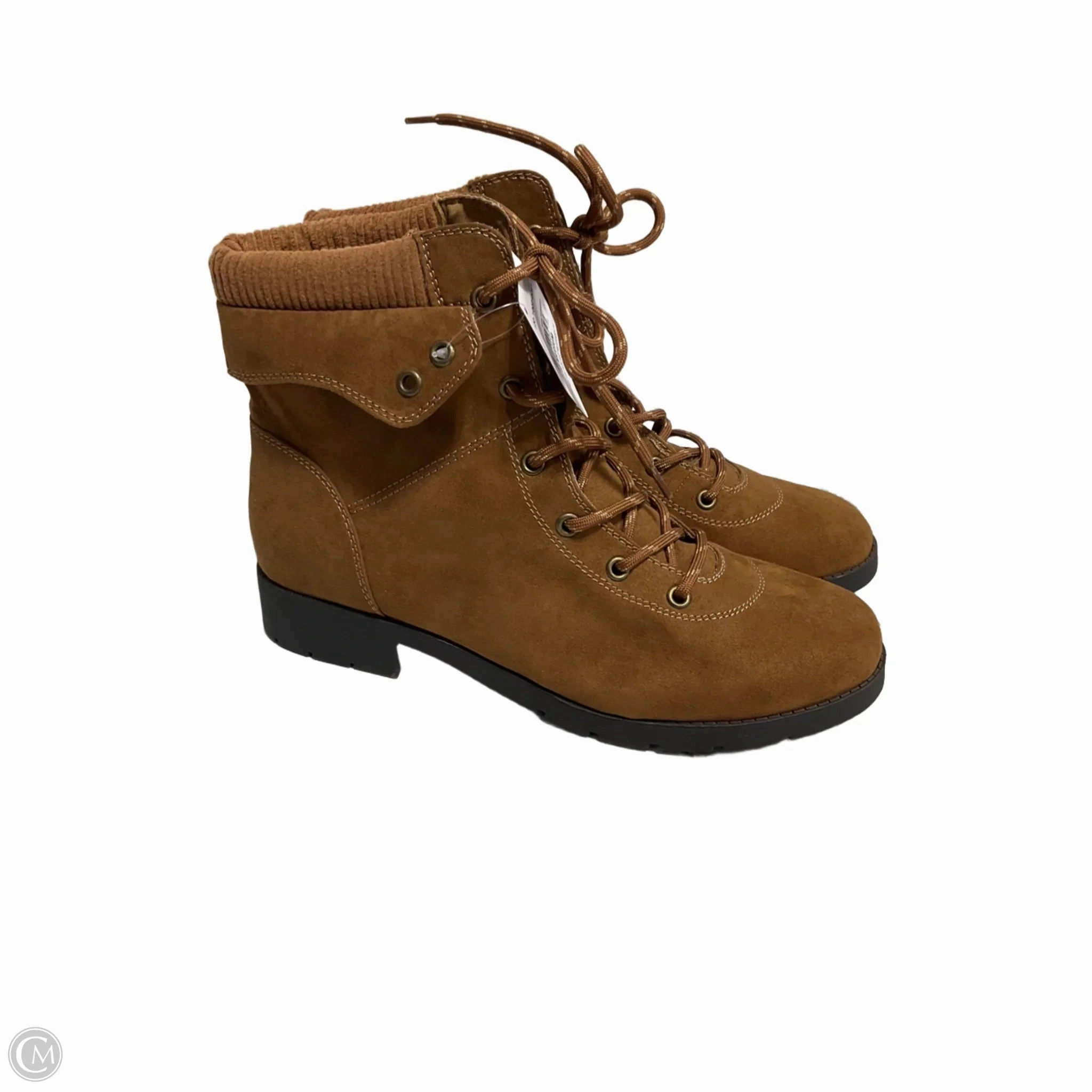 Contoured Footbed Shape Dual Density Outsole Boots Ankle Flats By St Johns Bay In Brown, Size: 10