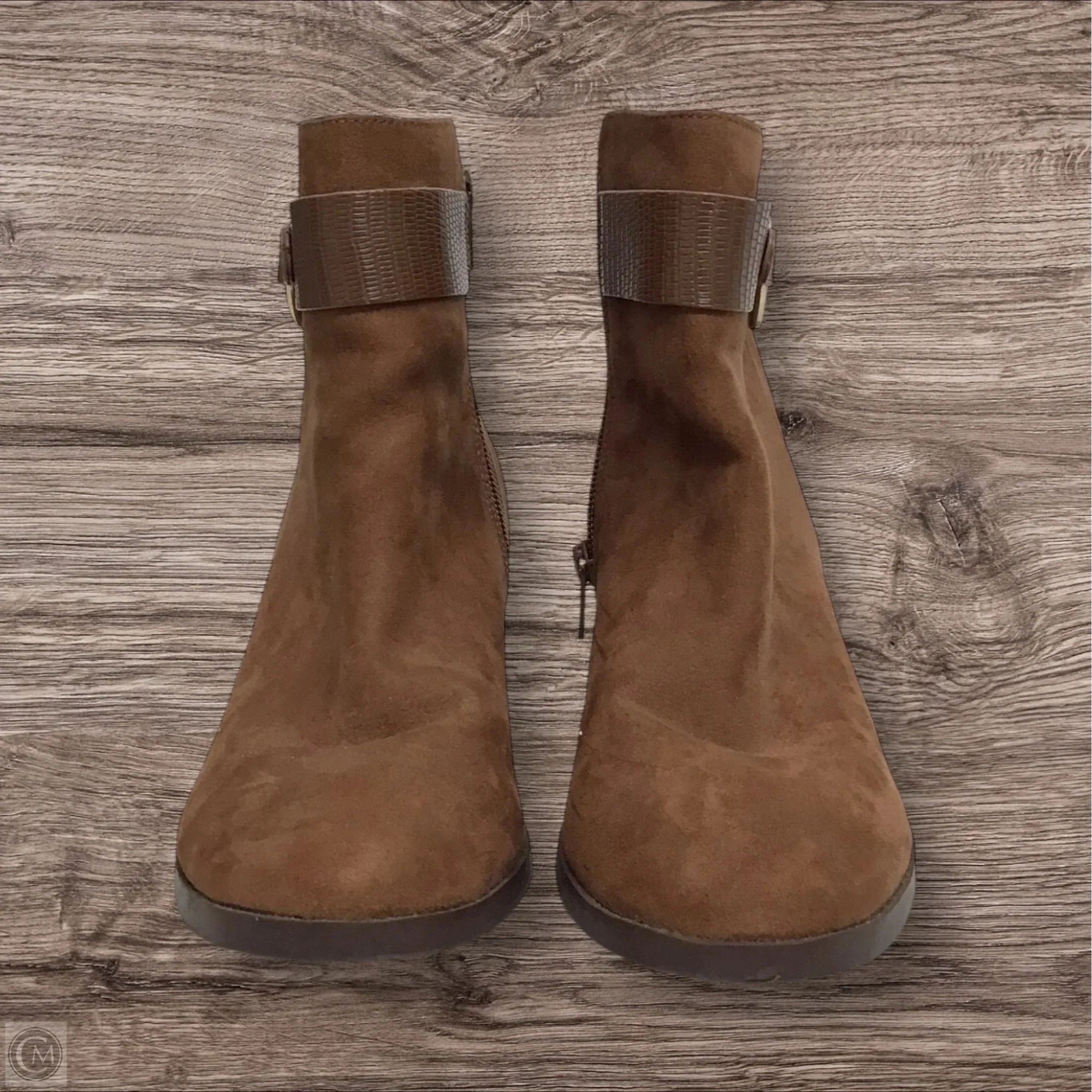 Boots Ankle Heels By Ann Taylor In Brown, Size: 7 Patent Glow High Quality