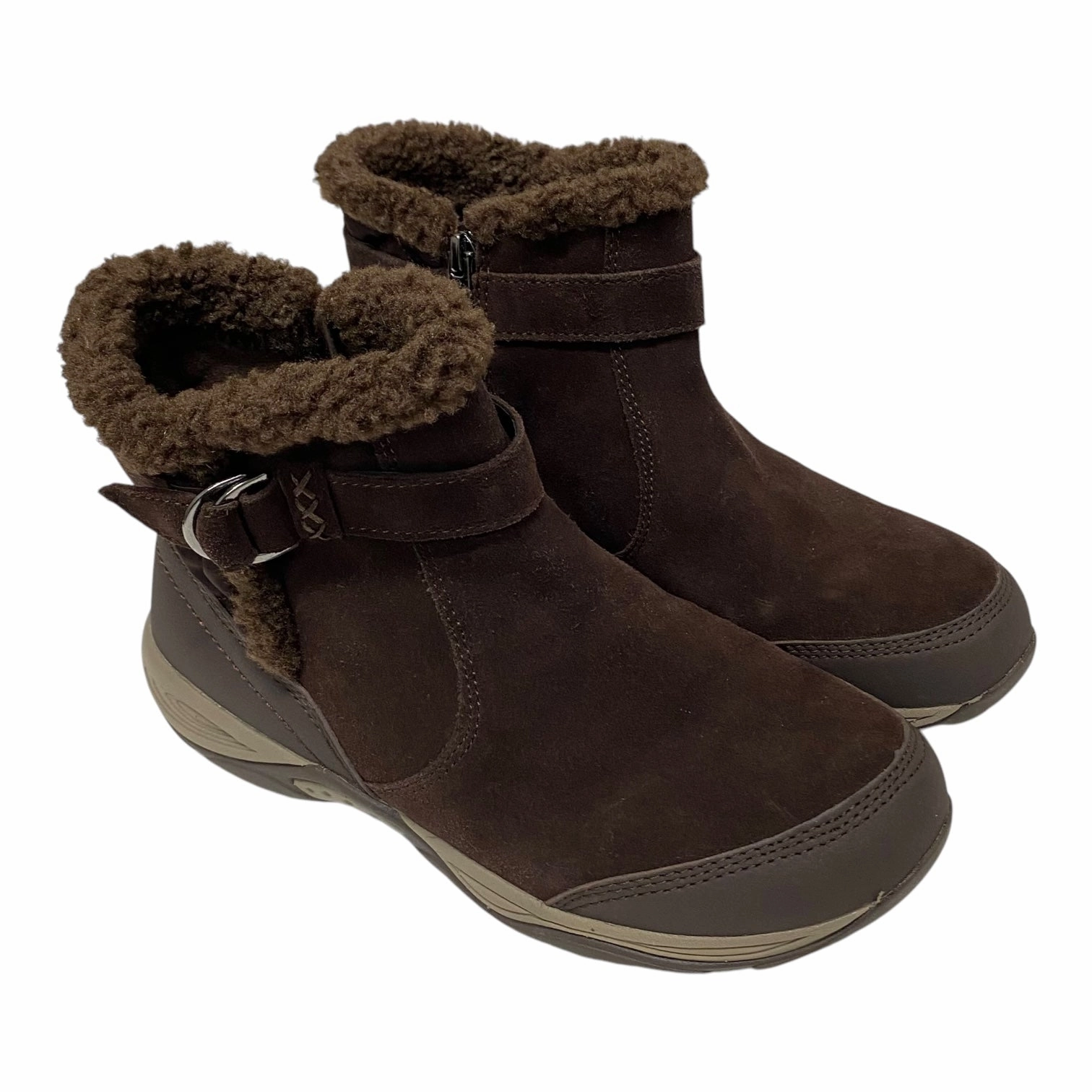 Flexible Shank Fashionable Design BOOTS ANKLE FLATS by EASY SPIRIT In BROWN, Size: 9.5