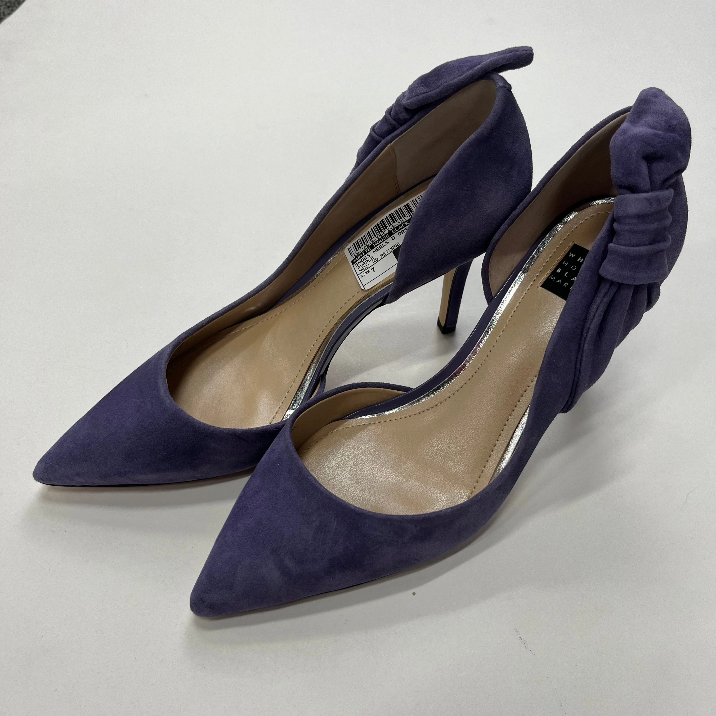 Purple Shoes Heels D Orsay White House Black Market, Size 7 Open Toe Wedges Elastic laces