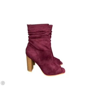 Boots Mid-calf Heels By Clothes Mentor In Maroon, Size: 7.5 Daily Layer Travel Outfit