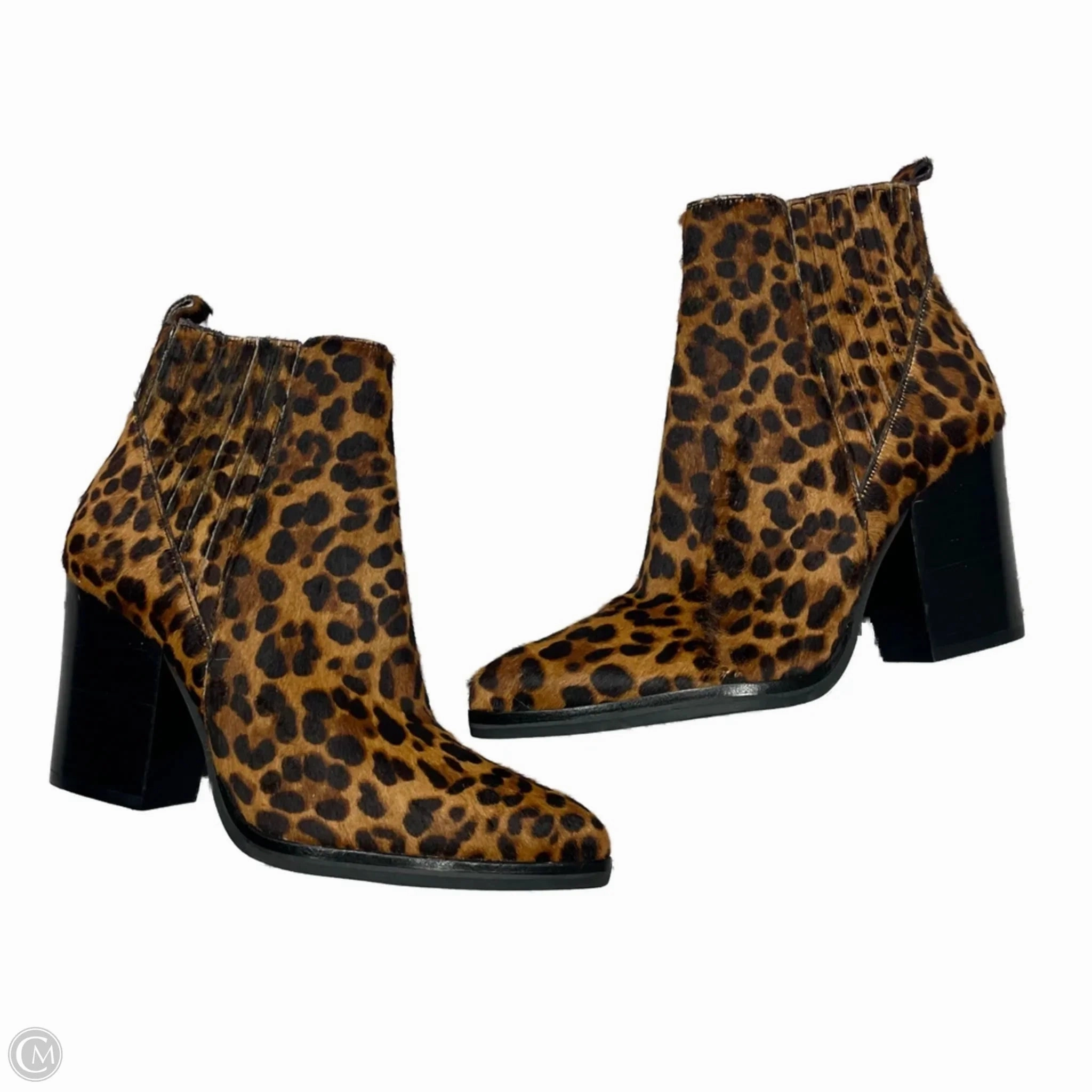 Sleek Outline All Activity Boots Ankle Heels By Marc Fisher In Leopard Print, Size: 5.5
