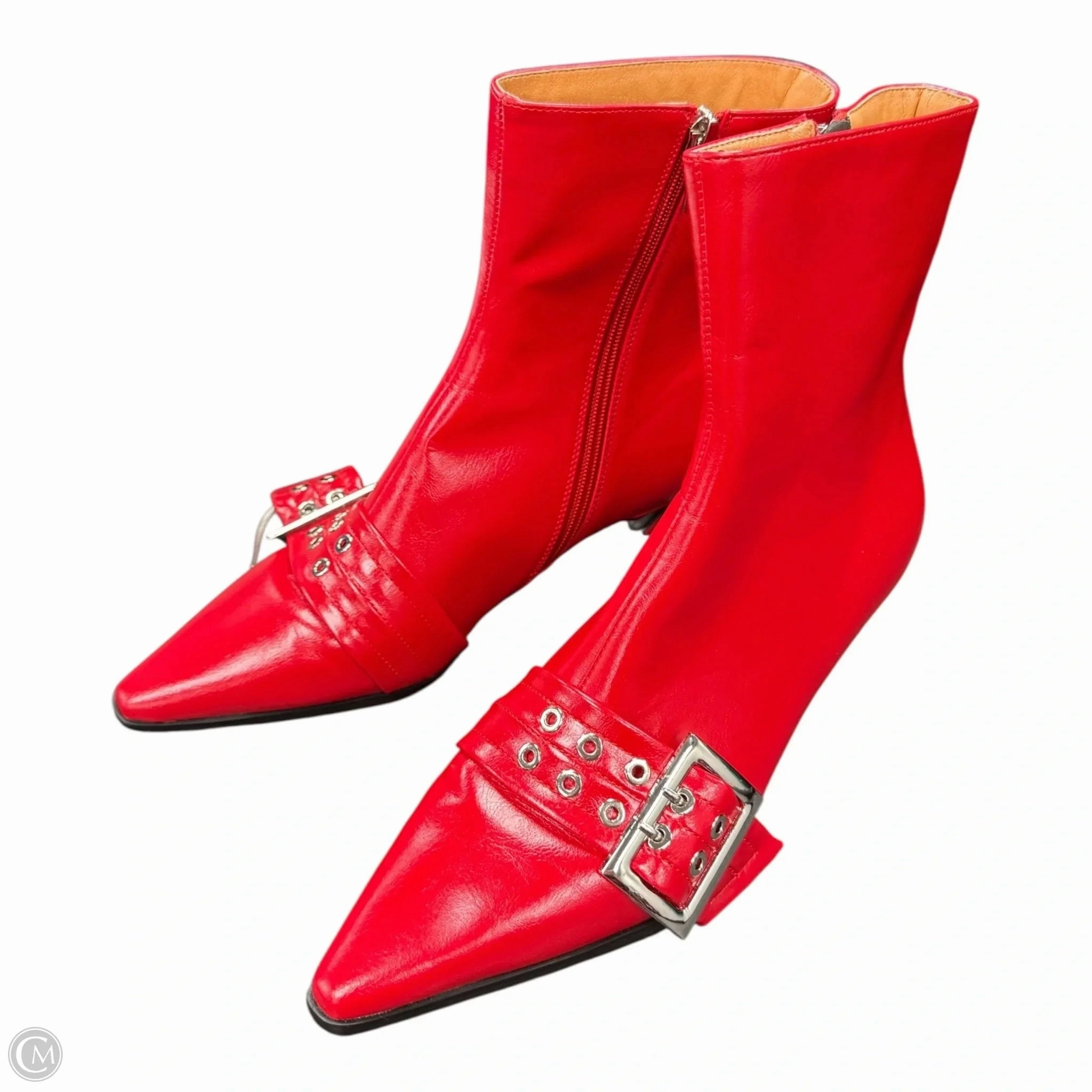 Boots Ankle Heels By Clothes Mentor In Red, Size: 8 Shock Diffusing Heel