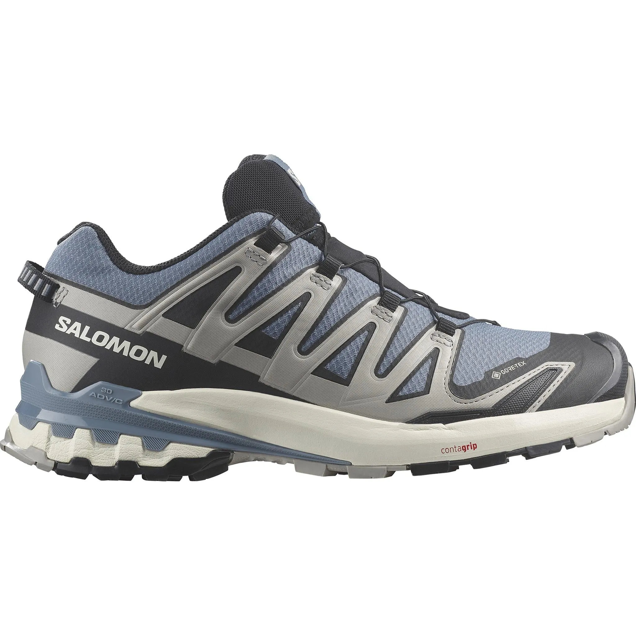Men's Salomon XA Pro 3D V9 GORE-TEX Flint Stone - Black - Ghost Gray trail running shoes crossfit trail shoes