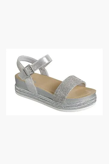 Raven -  Rhinestone Embellished Ankle Strap Espadrilles Platform Sandals