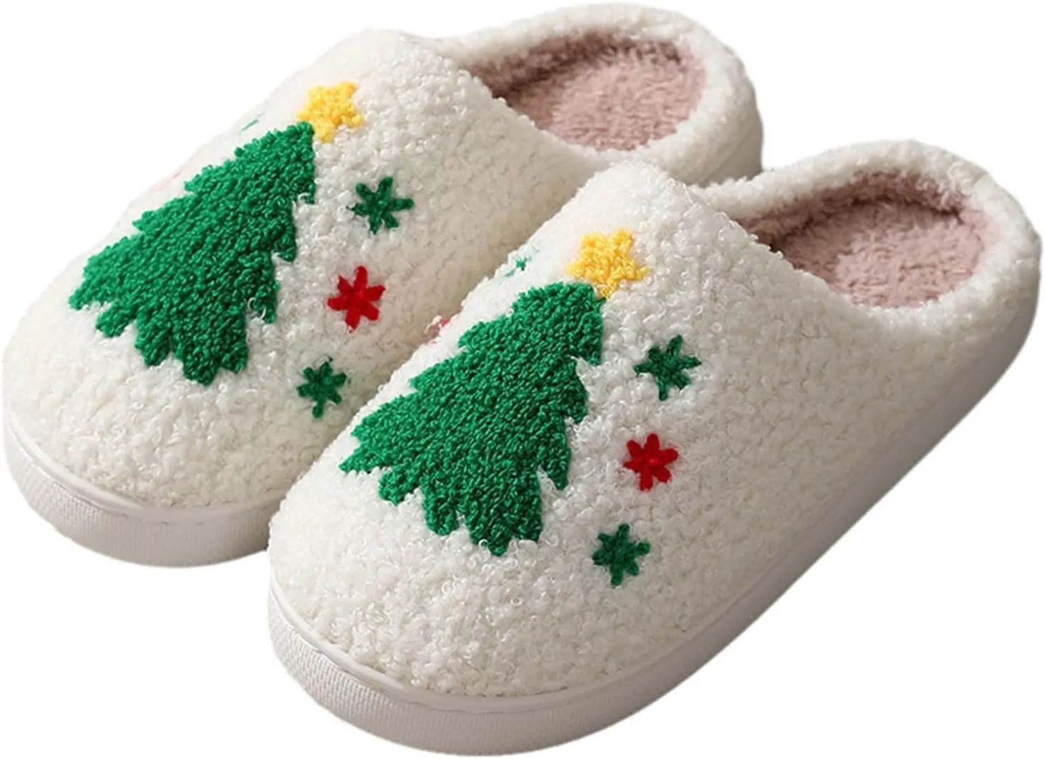 Reindeer Slippers Cute Christmas Santa Moose Cartoon Shoes Fuzzy Fluffy Cozy Warm Plush Memory Foam Indoor Slipper