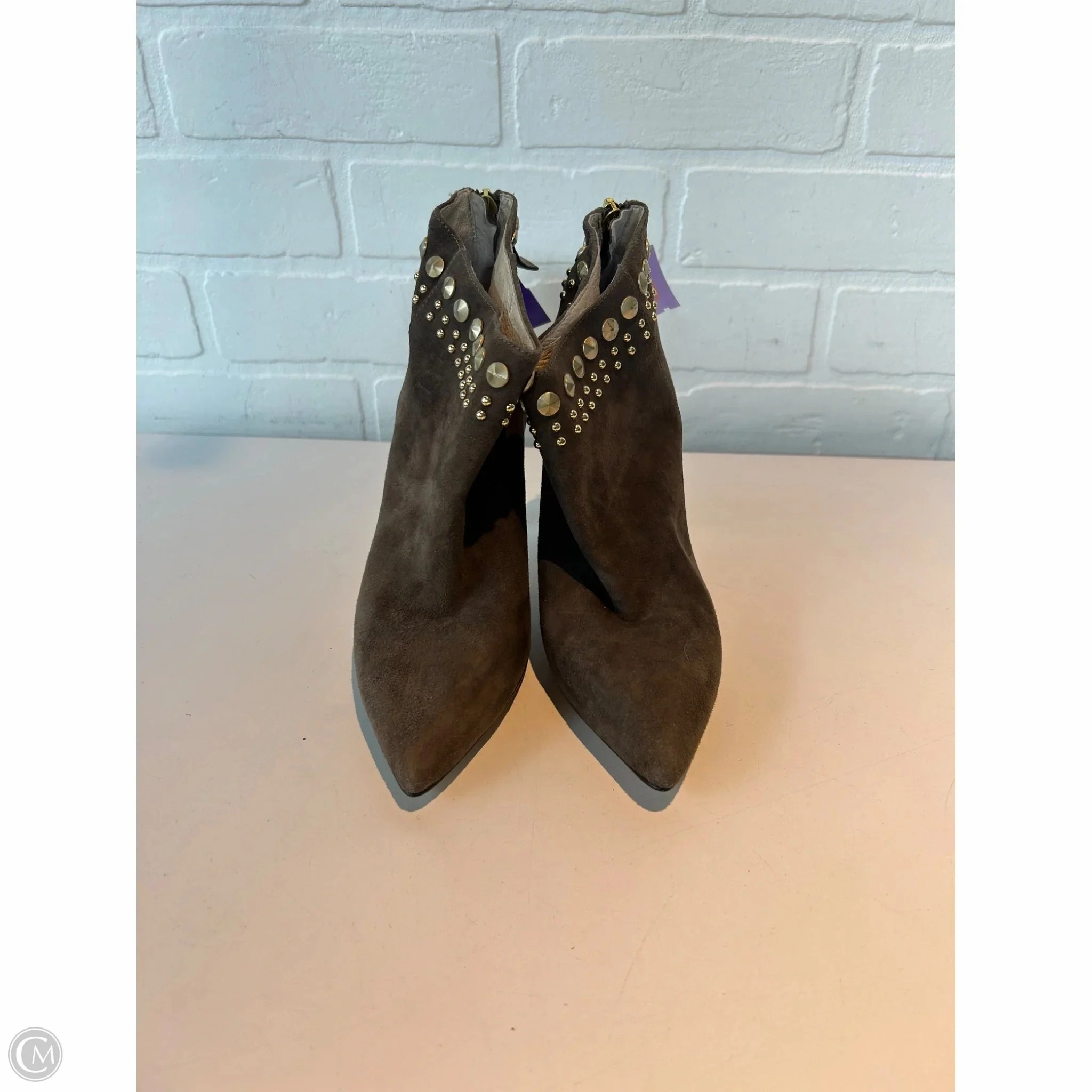 Canvas Training Boots Ankle Heels By Joan And David In Grey, Size: 6