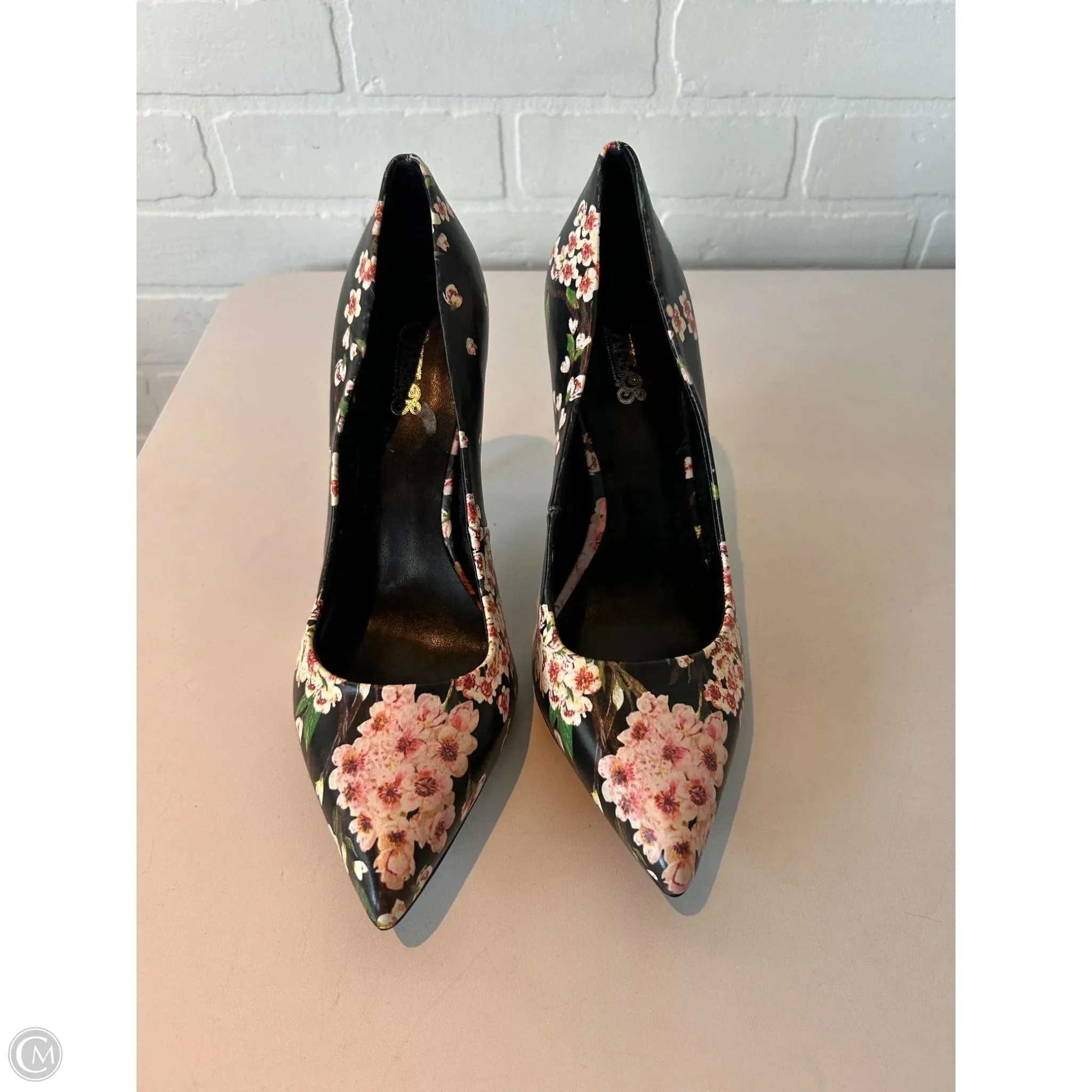 Pink High Heels Trendy Piece Shoes Heels Stiletto By Carlos Santana In Black & Pink, Size: 10
