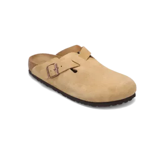 Women's Boston Narrow Latte Cream Suede Support Feel Zero Break In Period